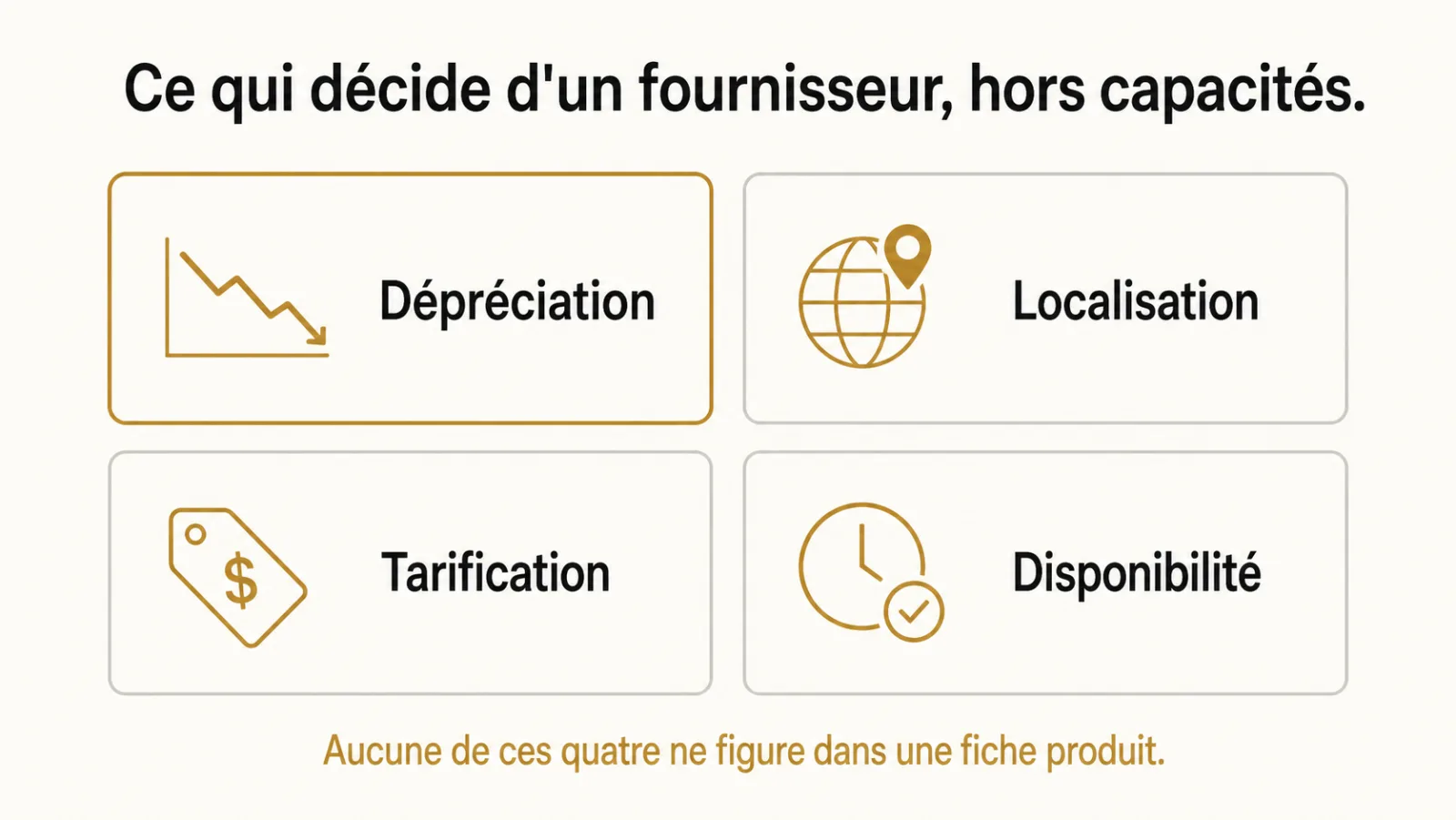 Quatre critères de choix d'un fournisseur hors capacités du modèle